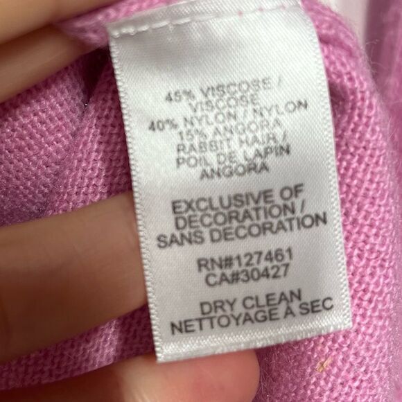 WildFox White Label Angora Blend V Neck Romantic Pink Sweater L - Picture 8 of 11